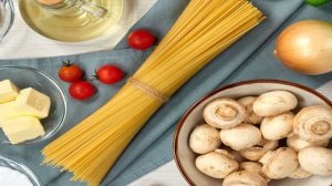 Сытные спагетти с шампиньонами