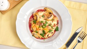 Лазанья с шампиньонами и куриным филе