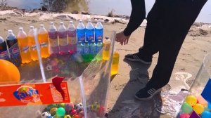 EXPERIMENT_ Giant Bucket of Coca Cola, Fanta, Mtn Dew, Big Balloons Soda vs Mentos in Underground