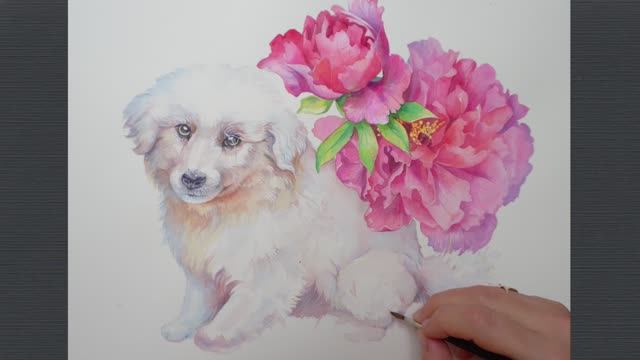 Демонстрация акварельного портрета питомца 🐶