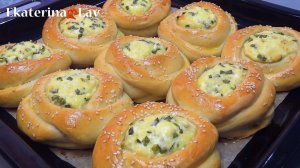 НЕОБЫЧНЫЕ ВАТРУШКИ с сыром и зеленым луком! Универсальное дрожжевое тесто! Ватрушки с творогом!