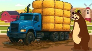 Мультфильм 🐻🚚 Грузовик Медведя с сеном застрял в грязи!
