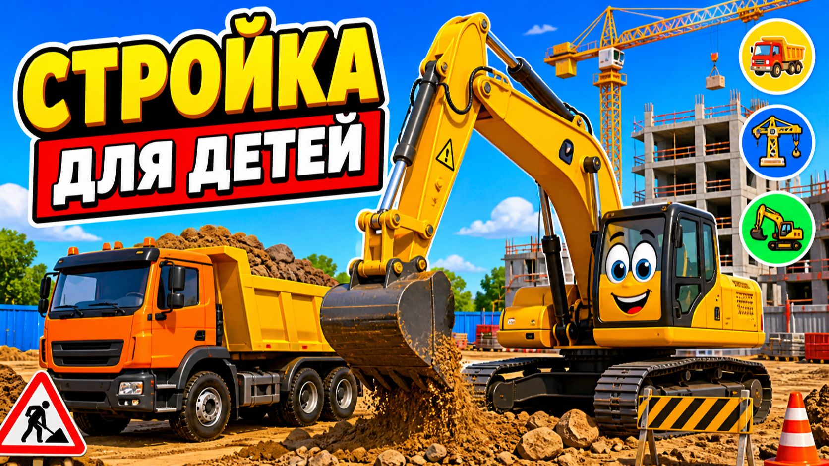 Развивающее видео для детей 🚧 строительная техника и машинки на стройке 🚜