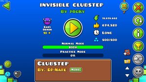 прохождение  Invisible Clubstep 100%(geometry dash)