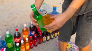 Big Toothpaste Eruption from Giant Balloons of Soda, Fanta, Coca Cola vs Mentos in Like Button pit!