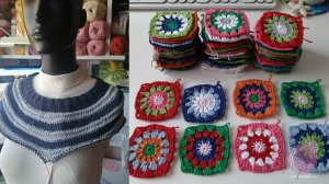 Начала джемпер с круглой кокеткой и вяжу бабушкины квадраты для кардигана | Процессы мая