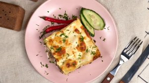 Домашняя лазанья с шампионьонами и сливками