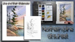 📹 Northern pines in Sunset watercolor . Great for Beginners. Peter Sheeler, sheelerart