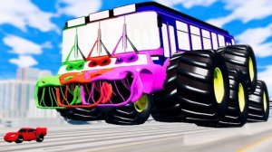 ОПАСНЫЙ ПОБЕГ ОТ ГИГАНТСКОГО МОНСТР-ТРАКА ПРОТИВ СПАЙДЕР-КАРА В BEAMNG DRIVE
