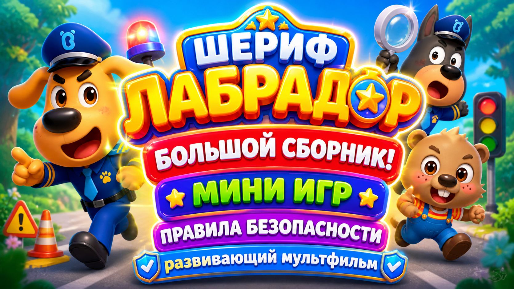 Шериф Лабрадор 🚓 Большой сборник! мини игр Правила безопасности для детей 🛑 Развивающий мультфильм