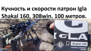 Кучность, скорость патрона Igla (Игла) Shakal 160, 10,4гр, 308win. 100м. Полуавтомат, болтовик. +26С