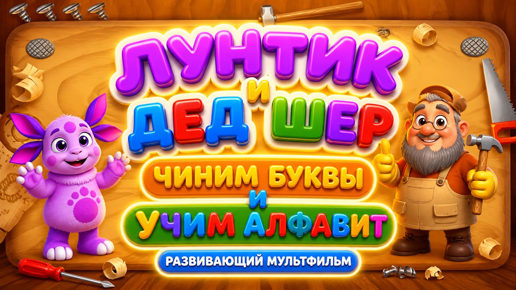 🔤 Лунтик и дед Шер 🛠️ Чиним буквы и учим алфавит 🎮 🌙 Развивающий мультфильм