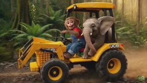Обезьянка Сиси ездит на тракторе JCB собирать помидоры и спасает бедного