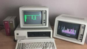 IBM 5150 PC with dual MDA CGA monitor setup