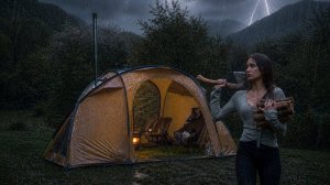 Отдых в кемпинге под проливным дождем ⛈️ Уютная ночь в палатке с моими кошками.
