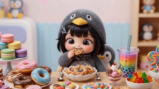 ASMR MUKBANG Gugu Gaga Eating Sweets _ Cake, Cookies, Donuts, Éclairs, Desserts _ Cute Mukbang Party
