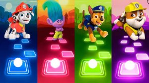 Мультик для детей. Баттл: Маршалл, Тролли, Гонщик, Крепыш. Tiles Hop