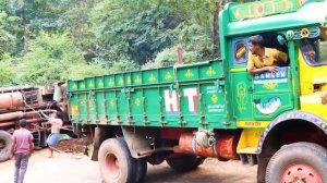 Sand Truck Overturned Accident at Ghat Road - Tipper Lorry Comes to Rescue - Truck Videos