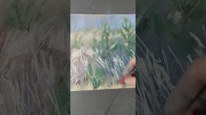 урок рисования пастелью - Елочки