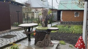 столик и умывальник на  даче из арт бетона мастер Лапушкин Алексей