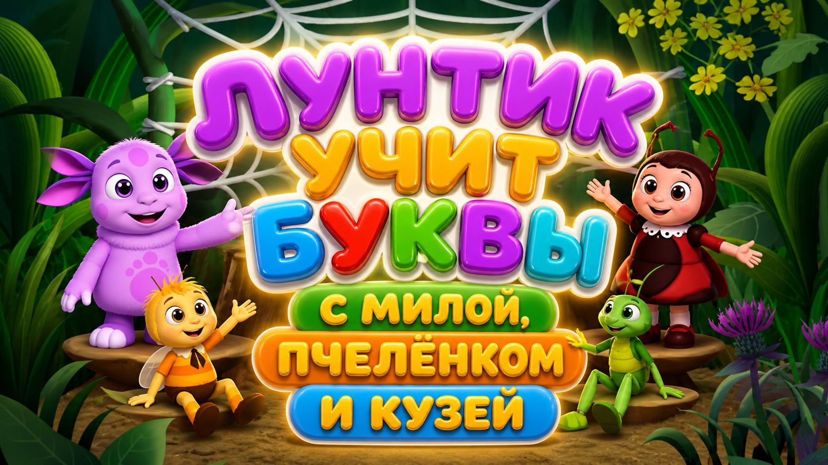 🌙 Лунтик учит буквы с Милой, Пчелёнком и Кузей! 🔤 Весёлые игра 🎮 Развивающий мультфильм
