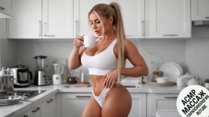 «Элегантная девушка на кухне: красивые движения под музыку