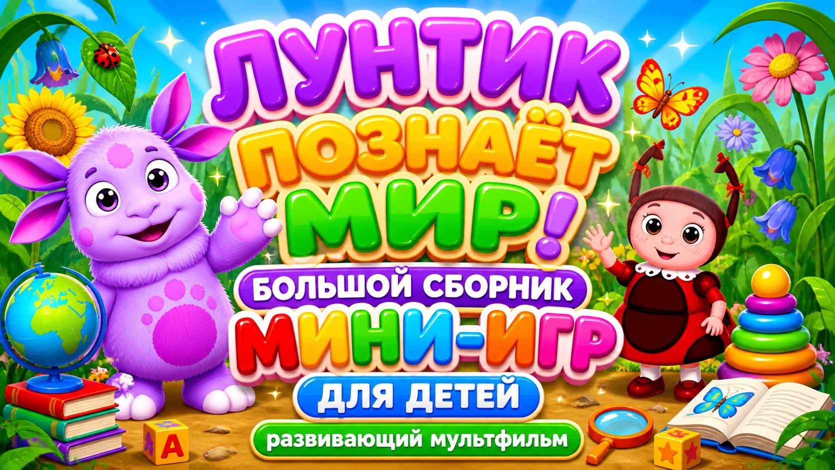 🌙 Лунтик познаёт мир! 🌍 Большой сборник мини-игр для детей 🎮 Развивающий мультфильм