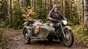 Прикол! Дед едет на мотоцикле и у него отваливается коляска