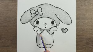 Как нарисовать МЕЛОДИ My Melody Sanrio для начинающих, простой урок рисования карандашом