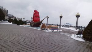 Набережная города Анапа в зимний период