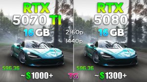 RTX 5080 vs RTX 5070 Ti | 14 игр | Ryzen 7 9800X3D | 1440p, 4K