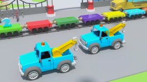Учим цвета и цифры - Уличные транспортные средства и поезд! Как собрать игрушечную машинку