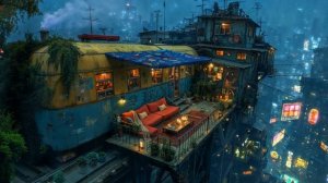 Lofi Zen – Lo-fi Drizzle Overlooking a Futuristic Metropolis   Calm Space for Late-Night Study   4K