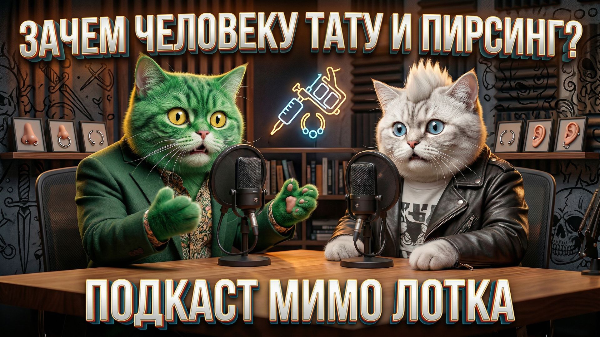 ЗАЧЕМ ЛЮДИ ДЕЛАЮТ ТАТУ И ПИРСИНГ? 😱 Вся правда глазами КОТОВ | Подкаст котов «Мимо лотка»