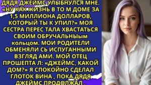 На помолвке сестры дядя Джеймс спросил про мой дом за 1,5 миллиона долларов — родители онемели!