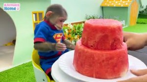 Smart BiBi harvests fruit to make watermelon cake