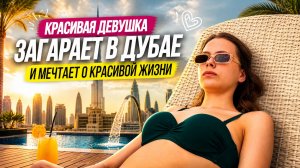 КРАСИВАЯ ДЕВУШКА ЗАГОРАЕТ В ДУБАЕ И МЕЧТАЕТ О КРАСИВОЙ ЖИЗНИ