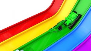 Учим цвета для детей с помощью экскаватора, школьного автобуса, уличной техники и игрушек