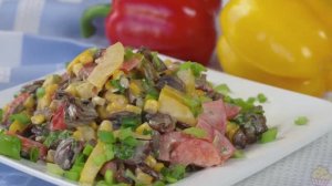 Солнечный салат с грибами, перцем и кукурузой 🌞🌽