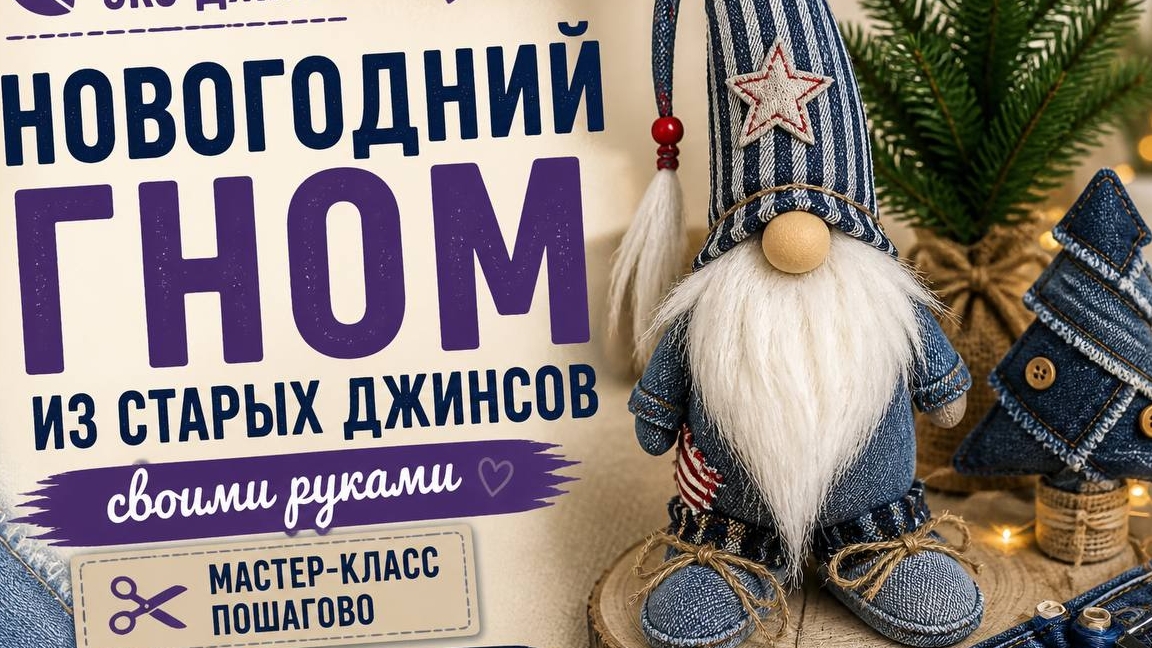 Новогодний гном из старых джинсов | Ручная работа, дизайн и хобби