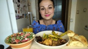 Мукбанг🍖🍗 Шашлык, Жареная картошка, овощной салат 🥗🥔
