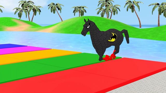 Long Slide Game With Cow Elephant Gorilla Hippopotamus Tiger - 3d Animal Game - Funny 3d Animals