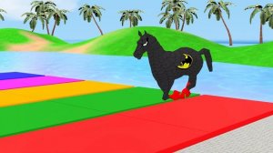 Long Slide Game With Cow Elephant Gorilla Hippopotamus Tiger - 3d Animal Game - Funny 3d Animals