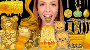 ASMR МУКБАНГ | Золотая еда, Съедобные украшения, Сладкая слизь, Пчелиные соты