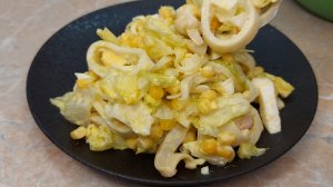 Салат с кальмаром Рецепт салата из кальмара Вкусный рецепт салата Видео рецепты