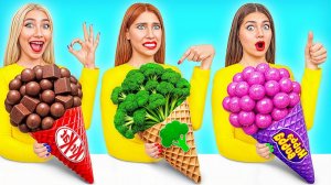 Мармеладная еда vs Настоящая еда vs Шоколадная еда Челлендж # Вкусные Кухонные Лайфхаки от TeenDO
