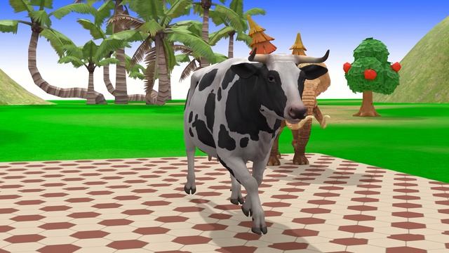 Long Slide Game With Cow Elephant Gorilla Hippopotamus Tiger - 3d Animal Game - Funny 3d Animals_par
