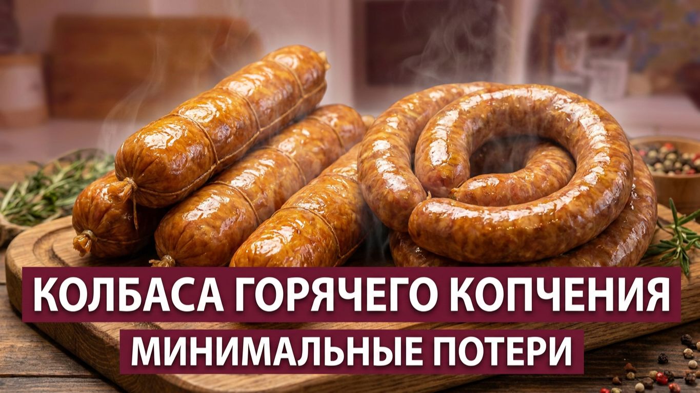 Куриная и свиная колбаса горячего копчения. Домашнее приготовление с минимальными потерями.