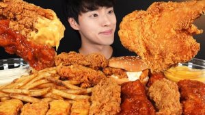 АСМР ЕДА КОРЕЯ | МУКБАНГ | ЖАРЕНЫЙ ЦЫПЛЕНОК KFC, КУРИНЫЙ БУРГЕР И ВЯЛЕНЫЙ ЦЫПЛЕНОК ПО-ЯМАЙСКИ