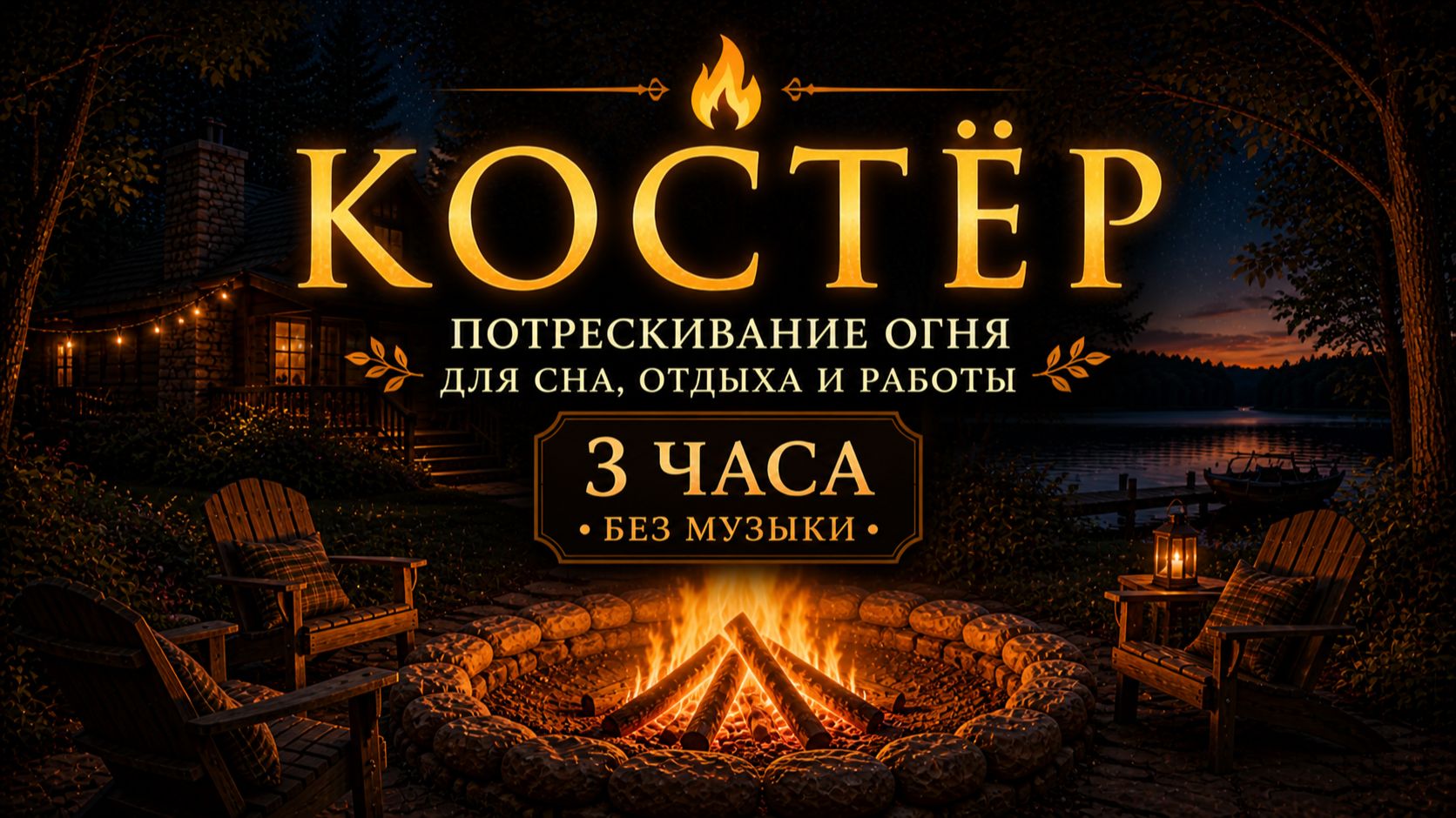 Костёр 3 часа 🔥 Потрескивание огня для сна, отдыха и работы • Без музыки